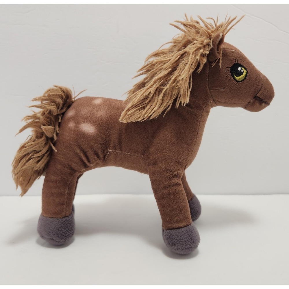 Hairmazing Horse Plush Stuffed Animal 9" Toy Chestnut Brown Fluffy Mane, pony